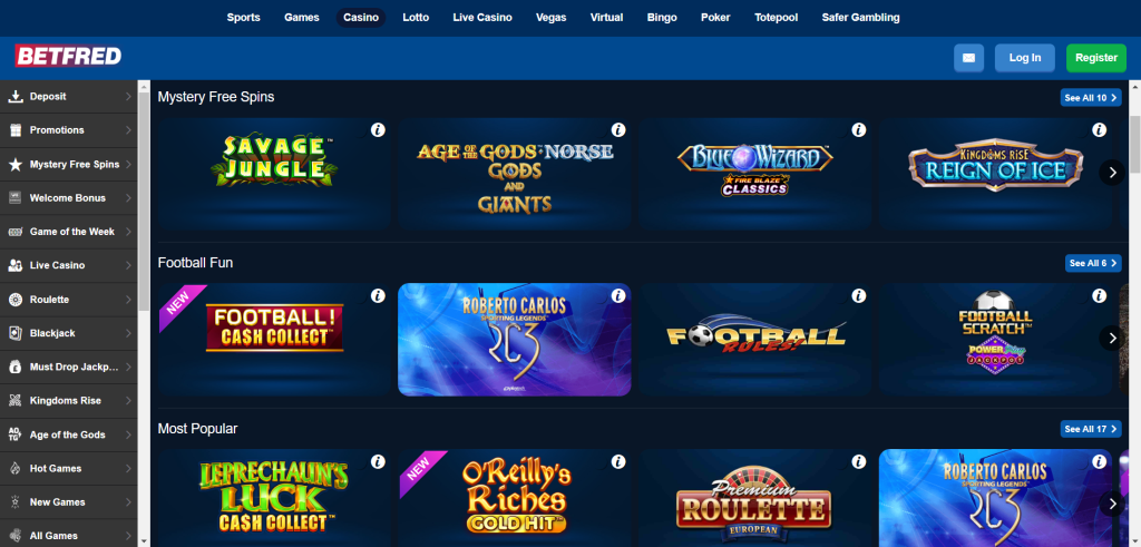 Betfred Casino Design & Navigation