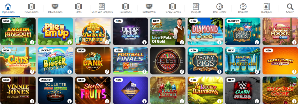 Betway Casino Design, Navigation and Structure