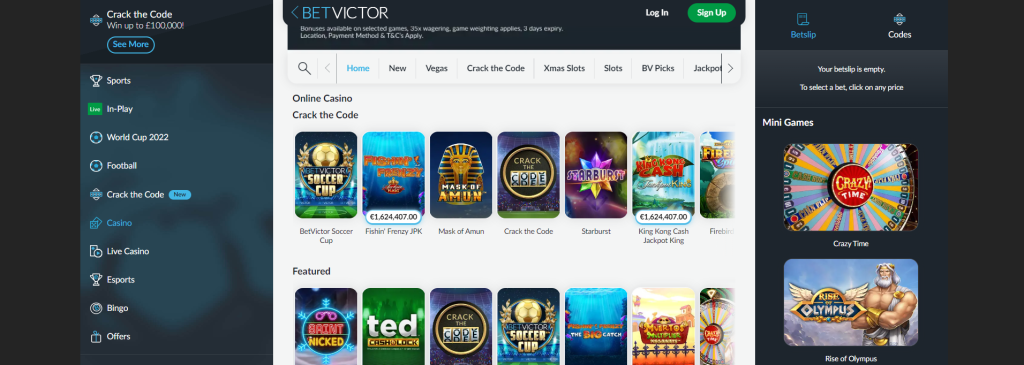 BetVictor Casino Navigation & Design