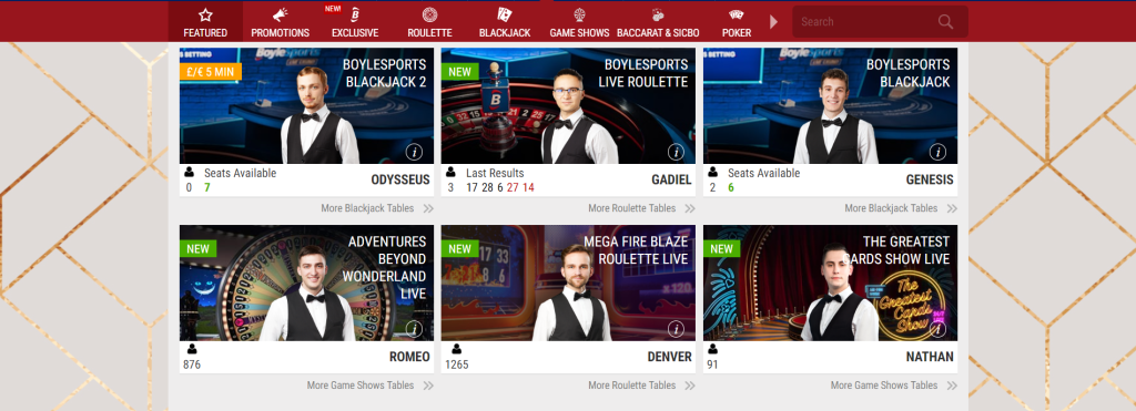BoyleSports Live Casino Games