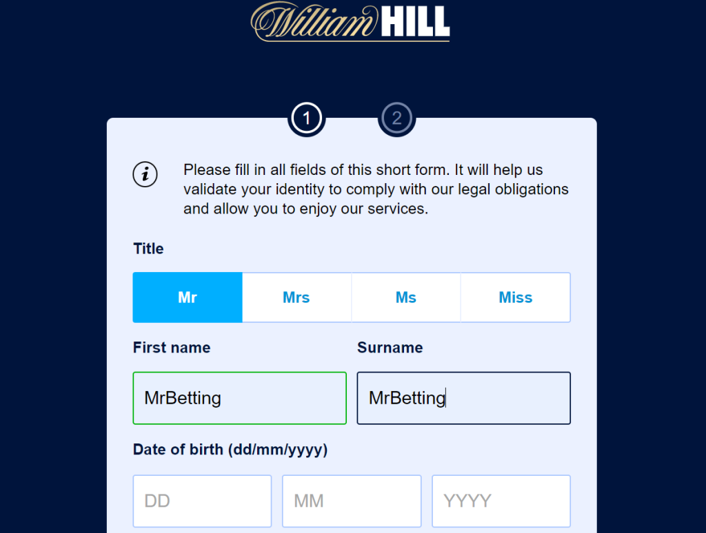 William Hill Sign Up