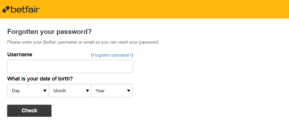 Reset Your Betfair Login Password