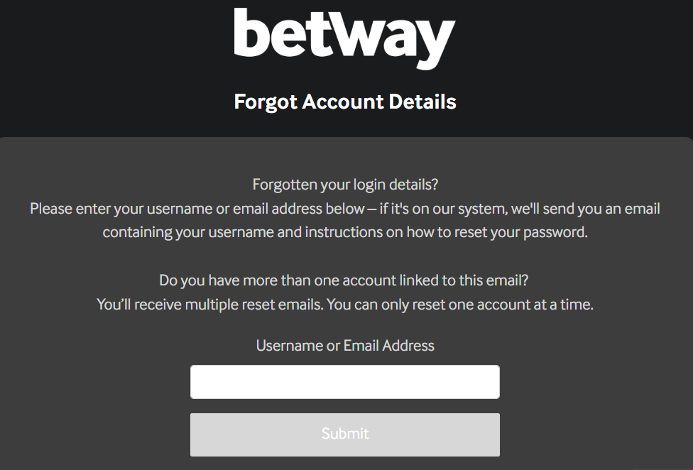 Reset Your Betway Password